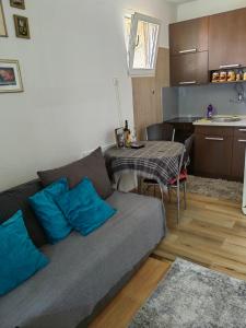 a living room with a couch and a table at Apartman Maja in Bijeljina