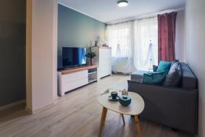 Televízia a/alebo spoločenská miestnosť v ubytovaní Apartament w Kamienicy na Kłodzkiej