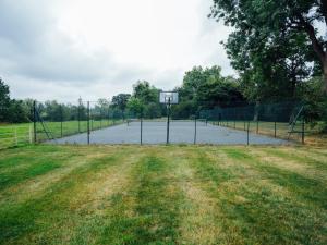 a basketball court with a basketball hoop in a field at Ripple Cottage in Ripple