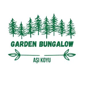 a group of trees with the words garden burnlevard at Aşı garden bungalow evleri in Ortaca