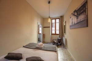 ein Schlafzimmer mit einem großen Bett in einem Zimmer in der Unterkunft La Bulle sereine - T2 atypique en centre piéton in Annecy