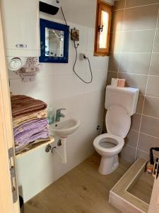 a small bathroom with a toilet and a sink at Brvnare Mrkic in Kremna