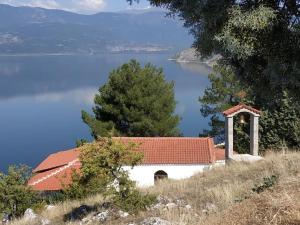 a house on a hill next to a body of water at ΒΙΟΚΛΙΜΑΤΙΚΟ ΗΛΙΟΠΕΤΡΟΣΠΙΤΟ στην ΑΡΧΑΙΑ ΒΟΚΕΡΙΑ in Peraía