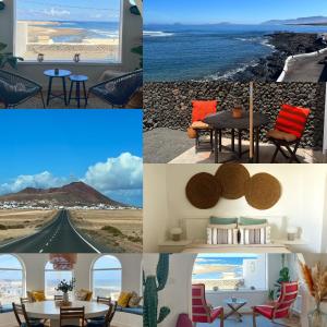 een collage van foto's met uitzicht op het strand bij Casa Cabrera - 2 apartamentos con vistas al mar in Caleta de Caballo