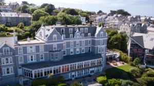 an aerial view of a large white house in a city at Harbour Hotel & Spa St Ives in St Ives