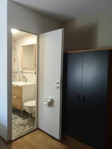 a bathroom with a toilet and a sink at Pension Trent in Trent