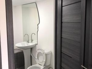 een badkamer met een toilet, een wastafel en een spiegel bij ASHTARAK REST ZONE in Ashtarak