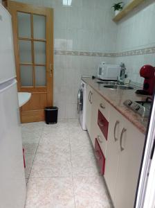 eine Küche mit einer Spüle und einer Arbeitsplatte in der Unterkunft Apartamento La Reina Home in Córdoba
