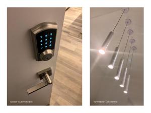 two pictures of a light fixture on a wall at Charming and Relaxing Home in Guatemala
