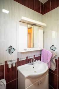 克拉列沃的住宿－Zlatni Prag - Kraljevo，一间带水槽和镜子的浴室