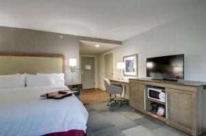 um quarto de hotel com uma cama e uma televisão de ecrã plano em Hampton Inn & Suites Springfield Downtown em Springfield