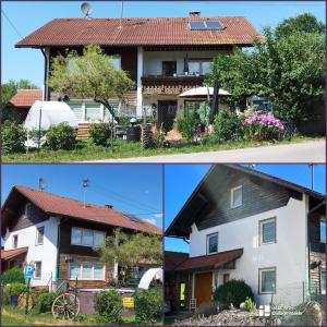 a before and after picture of a house at Allgäu Pension "Ab in den Süden" in Bernbeuren