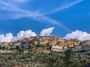 a town on top of a hill with houses at Greta’s suite & private spa in Perinaldo
