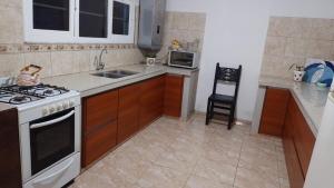 a kitchen with a stove and a sink at Eucalipto in Mar del Plata