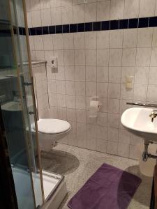 a bathroom with a toilet and a sink at Hotel Eifeltor in Mechernich