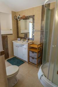 a bathroom with a toilet and a sink and a shower at Apartments Petrica in Baška