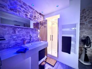ein großes Badezimmer mit Waschbecken und Dusche in der Unterkunft Studio T2 Montfrin Pont du Gard in Montfrin + 5 Fotos