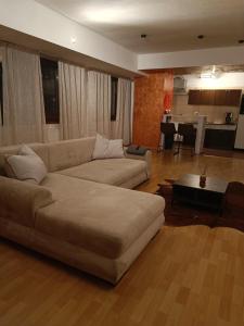 een woonkamer met een bank en een tafel bij Tree VI House in Roşu
