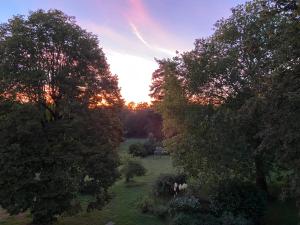 an aerial view of a field with trees at L’orée du bois des rois in Ury