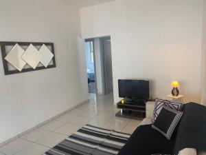 ein Wohnzimmer mit Couch und Fernseher in der Unterkunft Linda Casa para grupo/ 1km da Expo SP /500m metrô in São Paulo