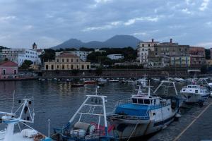 a group of boats are docked in a harbor at Casetta del Granatello in Portici