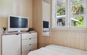 a bedroom with a television on a dresser and a window at Stunning Home In Rdby With Wifi in Rødby