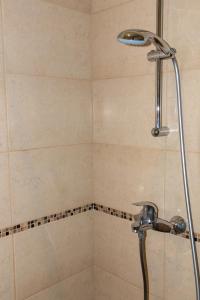 a shower with a shower head in a bathroom at Dutchess Hotel and Restaurant in Fort Portal