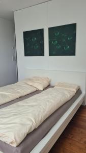 duas camas num quarto com duas fotografias na parede em Vesmira_1 em Chur