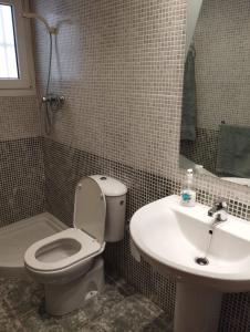 La salle de bains est pourvue de toilettes et d'un lavabo. dans l'établissement APARTAMENTO NEPTUNO - CANET DE BERENGUER, à Canet d'En Berenguer