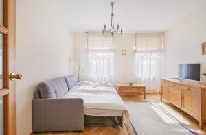 un salon avec un canapé et une télévision dans l'établissement Old Town apartment, à Kaunas