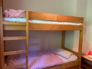 Posteľ alebo postele v izbe v ubytovaní Appartement chaleureux proche centre Châtel, accès Multi Pass été 2024 à 3€/jour/personne! - FR-1-693-83