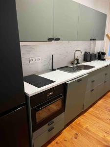 a kitchen with a sink and a stove top oven at Appartement Hegoak in Bayonne +12 photos