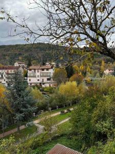 a view of a park with buildings and trees at La Casa Di Emy in Alfedena