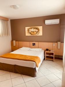 - une chambre avec un grand lit dans l'établissement Diaudi Hotel, à São José