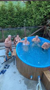 a group of people sitting in a swimming pool at Casa dintre Brazi in Arieşeni