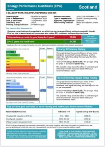 una captura de pantalla del documento del certificado de preparación para casos de emergencia en 4 bed bungalow near Airport, en Edimburgo