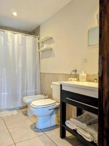 a bathroom with a toilet and a sink at Casa del Sur in San Carlos de Bariloche