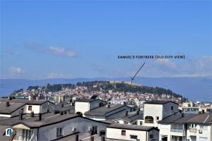 a view of a city with houses and buildings at Charming & Spacious 2 Bedroom Apartment with a Gorgeous 8th-floor view in Ohrid