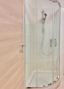 een douche met een glazen deur in een badkamer bij Nido della Regina in Turijn