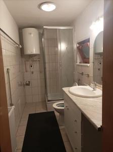 y baño con lavamanos y aseo. en Ubytovanie Hrabiny, en Sučany