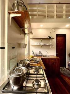 Kitchen o kitchenette sa Luxury Tiny Home with Free* Use of Tiny Car