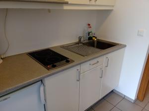 cocina con fregadero y encimera en Eyrakot Studio-Self-check-in apartment in Selfoss city center en Selfoss
