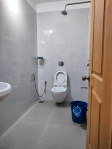 La salle de bains est pourvue de toilettes et d'un lavabo. dans l'établissement Villa Cleto Guest House, à Panaji