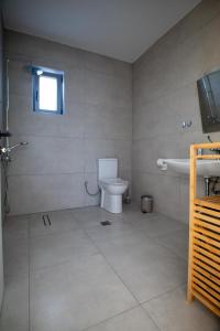 a bathroom with a toilet and a sink at Kotinos Luxury Suites in Skiros