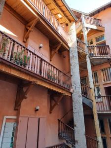 a facade of a building with balconies at Old town - Vieux Lyon -50 m2 flat in Lyon