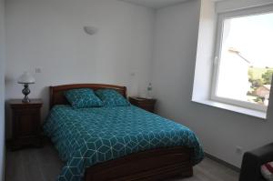Ένα ή περισσότερα κρεβάτια σε δωμάτιο στο Blue House