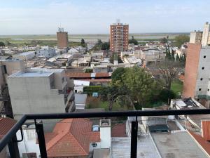 a view of a city from a balcony at Dpto. Rivadavia con vista al río in San Nicolás de los Arroyos