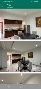 a kitchen and a dining room with a table and chairs at Two bedroom suite Apartment, Jayakarta,Legian, Unit 6420, block A ,4th floor in Seminyak