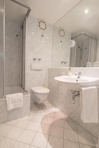 a bathroom with a sink and a toilet and a shower at Trip Inn Hotel Astoria in Göttingen