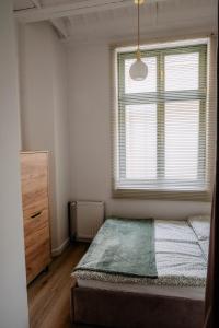 a bedroom with a bed and a window at VS Apartments - apartament nr 33 in Łódź